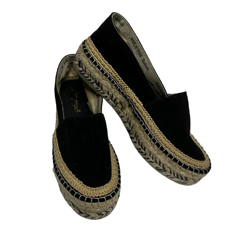 NEW Free People Collection Eden Double Stack Espadrilles black/tan 39